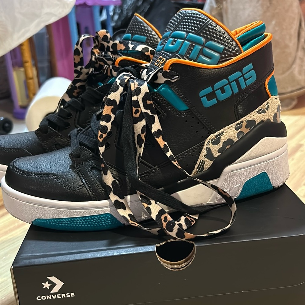Converse ERX 260 Mid Athletic Fashion Sneakers 263808C Black Leopard
